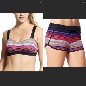 SET Athleta Capri Stripe Pura Bikini Top size 32B/C/Athleta Capri Stripe Kata